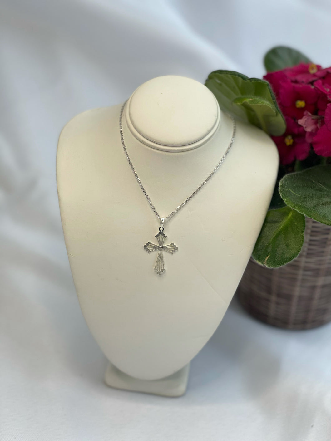 Sterling Silver Heart Cross Necklace