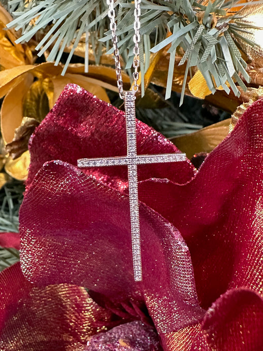 Sterling Silver Beaded Cross Necklace