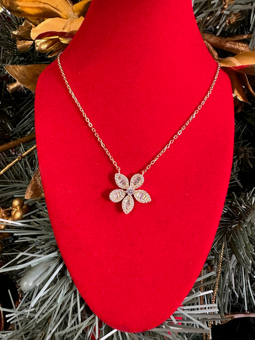 Elegant Floral Clear Stone Pendant
