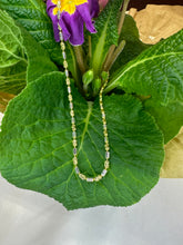 Two tone diamond cut beaded sterling silver necklace
