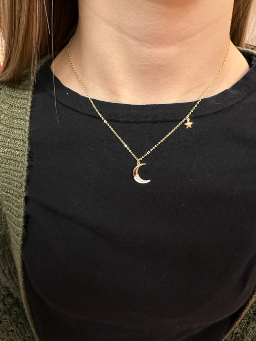 Crescent Moon and Star Necklace