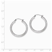 Sterling Silver Diamond Cut 3x30mm Hoop Earrings
