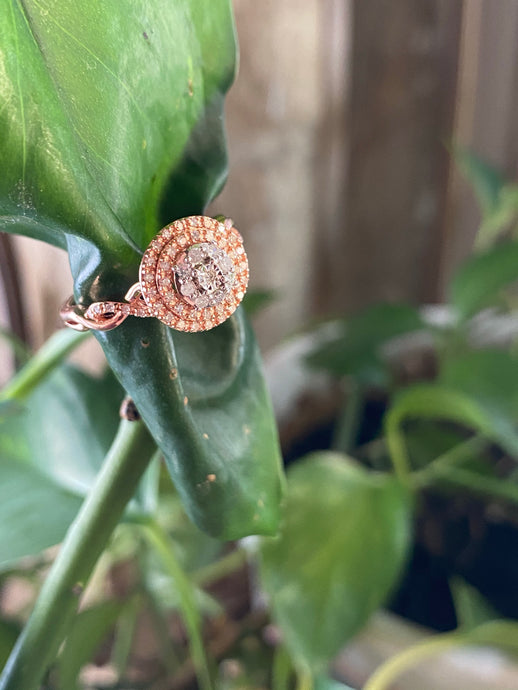 Diamond Ladies Sterling Silver Rose Gold Ring