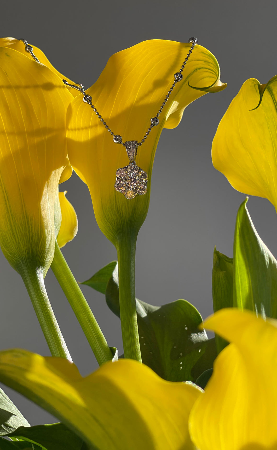 Sterling Silver Silver Tone Flower CZ necklace
