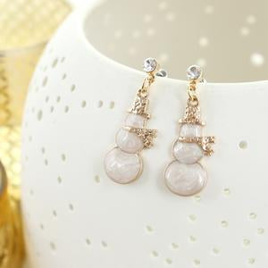 Gold Tone Snowman Earrings