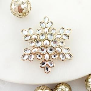 Gold tone Pearl and Crystal Snowflake Pin/Pendant
