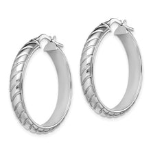 Sterling Silver 5mm Textured Hinged Hoops