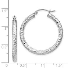 Sterling Silver Diamond Cut 3x4 mm Hoop Earrings